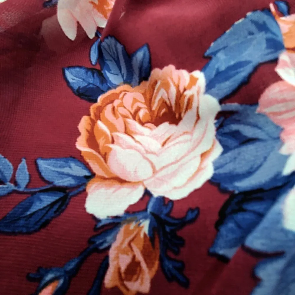 Bailey Blue maroon floral butterfly sleeves shorts romper